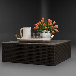 Rattan Coffee Table Decor Set