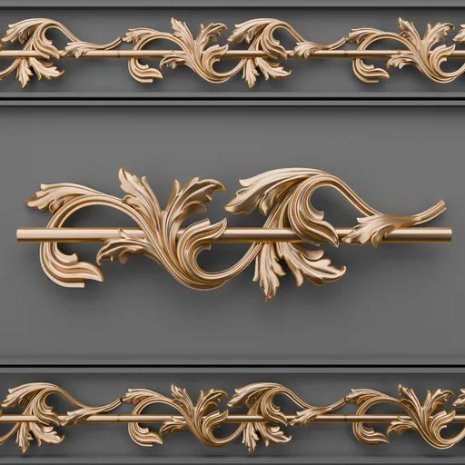 Detailed classic gold trim 3D model for efficient high-quality ornamentation in Blender design projects.