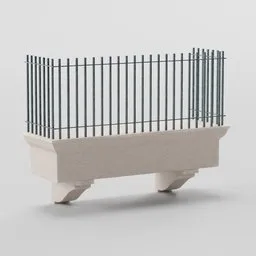 Highly detailed stone and metal Blender 3D balcony railing model with PBR textures, optimized for architecture.