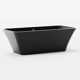 3D model of a sleek black bathtub for Blender 3D, ideal for interior design visualizations.