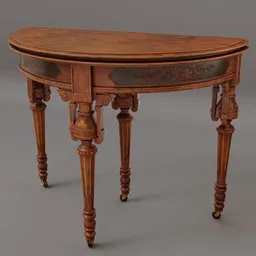 Victorian folding card table (folded)