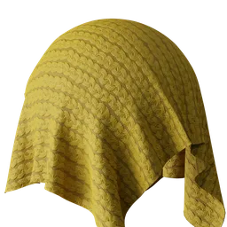 High-quality yellow PBR texture of braided cotton fabric for 3D models, ideal for realistic clothing renderings in Blender and other 3D software.