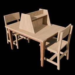 Library Wooden Table & Chair
