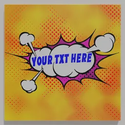 Customizable Blender 3D explosion speech bubble with adjustable dotted background, flexible curve text, in vibrant procedural colors.
