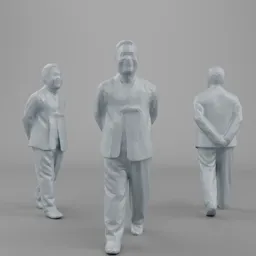 Low Poly Mature Man Walking with Hands Behind Back