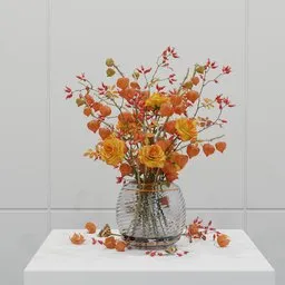 Autumn Rose & Lantern Bouquet