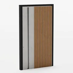 Detailed Blender 3D model showcasing an aluminum and wood-textured pivot door ideal for architectural visualization.