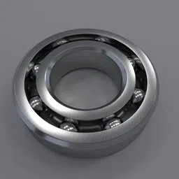 Highly detailed 3D radial ball bearing model, vehicle component, rendered in Blender, suitable for mechanical simulations.