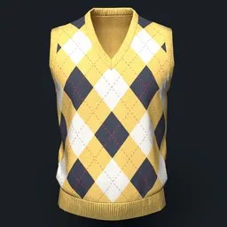 Yellow Argyle Knit Vest