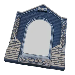 Detailed 3D model of a vintage-style mirror with ornate frame for Blender rendering.