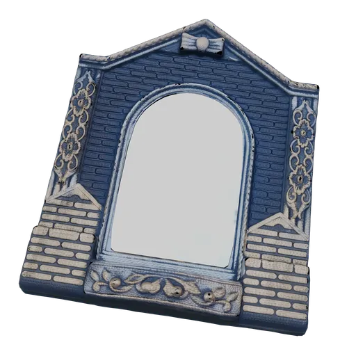 Detailed 3D model of a vintage-style mirror with ornate frame for Blender rendering.