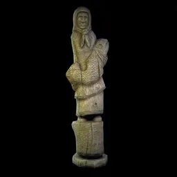 Wooden figure statue of a granny photogrammetry