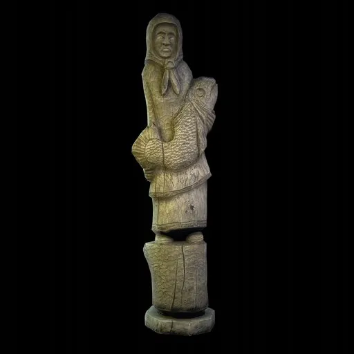 Wooden figure statue of a granny photogrammetry