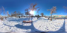 Winter Park Bench At Sunset Sun