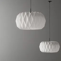 Highly detailed paper lamp 3D model with geometric pattern, optimized for Blender rendering.
