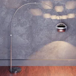Arc-style floor lamp 3D model with customizable filament material for Blender rendering.