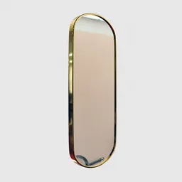 3D rendered golden oval wall mirror, realistic texture and reflection, ideal for Blender 3D projects.
