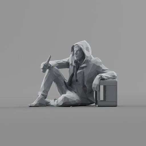 Lowpoly Hobo Sitting