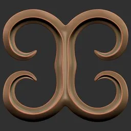 Intricate symmetrical scroll pattern by ER Ornament Brush 29, ideal for detailed 3D model sculpting in Blender.