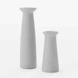3D model of modern speckled charcoal ceramic candle holders with clean curves.