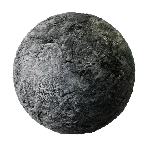 High-resolution textured Dark Rock PBR material with displacement for 3D rendering in Blender.