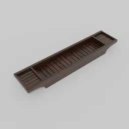 "Wooden bathrest or tray for Blender 3D models in the utility category. Perfect for adding a touch of elegance to your virtual bathroom scenes. Compatible with FBX and Okatane render software."