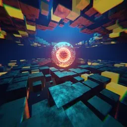 3D Blender animation of camera tour in a dynamic light ball scene, ideal for creative design uses.