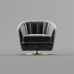 High-quality velvet swivel chair 3D model with gold base, optimized for Blender rendering.