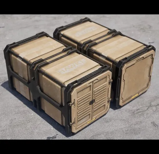 Detailed lowpoly Sci-Fi container 3D model, Blender compatible, optimized for game asset development.