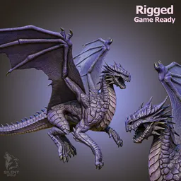 Fantasy Dragon-Rigged-Animated