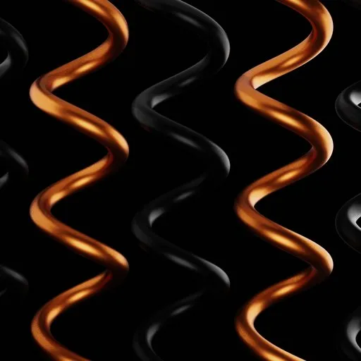 3D rendered spirals in motion set against a dark backdrop, ideal for creative projects and animations.