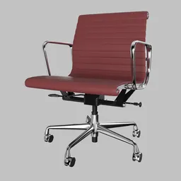 Ribbed Leather Manager Chair Red