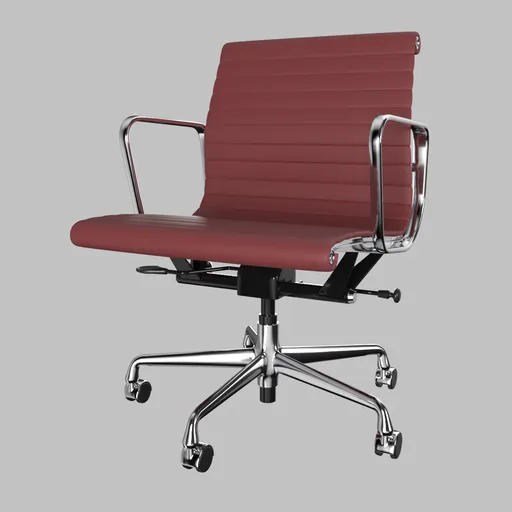 Ribbed Leather Manager Chair Red