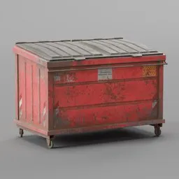 "Garbage dumpster for Blender 3D: Detailed industrial container made of trash, abandoned vehicles, and museum catalog items. Perfect for realistic city scene decorations."