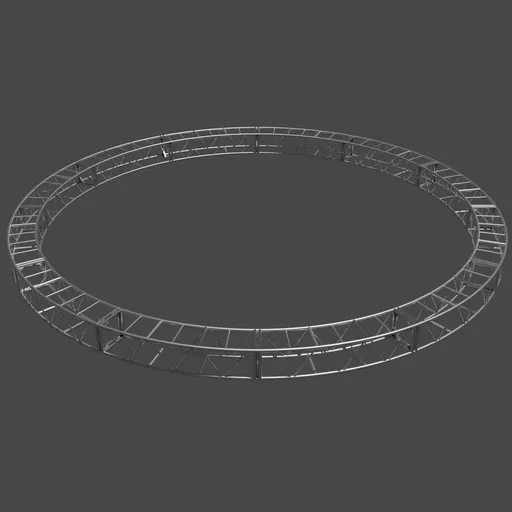 Detailed 3D model of a 30-foot circular truss structure, compatible with Blender, for industrial design use.
