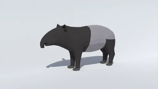 Detailed low poly 3D Tapir model with quads for Blender CG visualization, separate eye mesh, ideal for low-poly style projects.