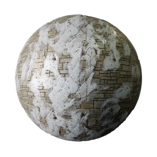 2K PBR texture of stone blocks with lime plaster for Blender 3D, detailed displacement for realistic castle walls and heavy structures.