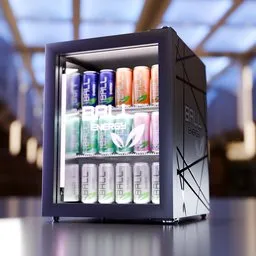 Mini Fridge with Cans