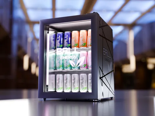 Mini Fridge with Cans