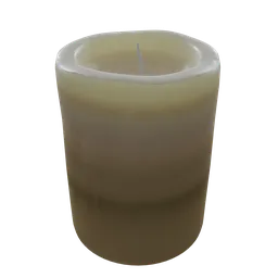 Realistic 3D candle model with textured wax and wick, ideal for Blender rendering and visual art projects.