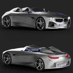 Detailed BMW Vision ConnectedDrive 3D model in Blender showcasing front and rear design, ideal for CGI projects.