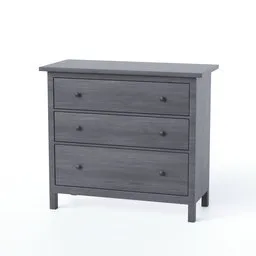 "3D model of Hemnes, a Swedish style dresser with three drawers, rendered in Blender 3D. This high-quality 3D model is ideal for Blender users looking for realistic furniture designs for their projects."