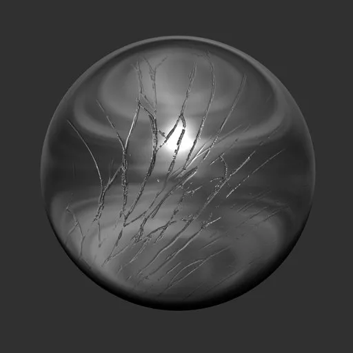 3D modeling sculpt brush effect for creating realistic cracked glass details on hard surfaces in Blender.