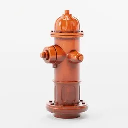 Detailed 3D Blender model of a realistic, to-scale orange fire hydrant for industrial utility.