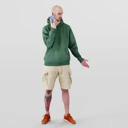 Surprised Bald Guy with Owl Tattoo