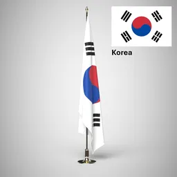 Korea Ceremonial flag on stand