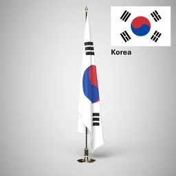 Korea Ceremonial flag on stand