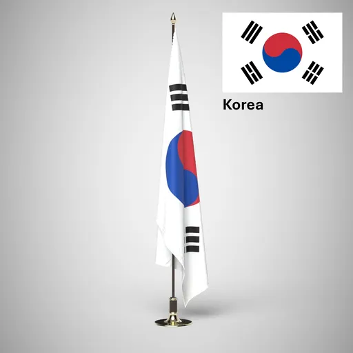 Korea Ceremonial flag on stand