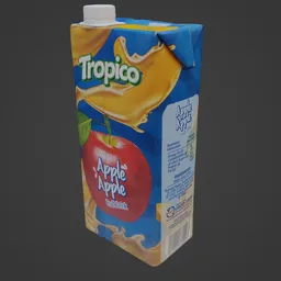 High-quality Blender 3D model of a carton of apple juice with realistic texture and quad mesh topology.