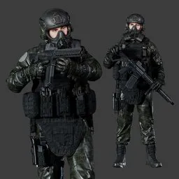 Hazmat Soldier Rigged Dark Green Suit